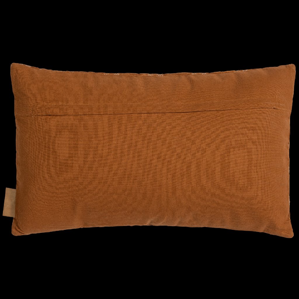 IDRIS CUSHION VELVET QUILTED WITH EMBROIDERY RUST 30x50CM